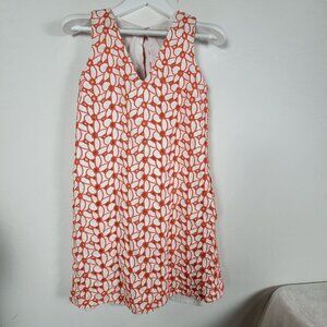 Ann Mashburn Women Sleeveless Floral Embroidered Mini Dress Medium Orange Cotton